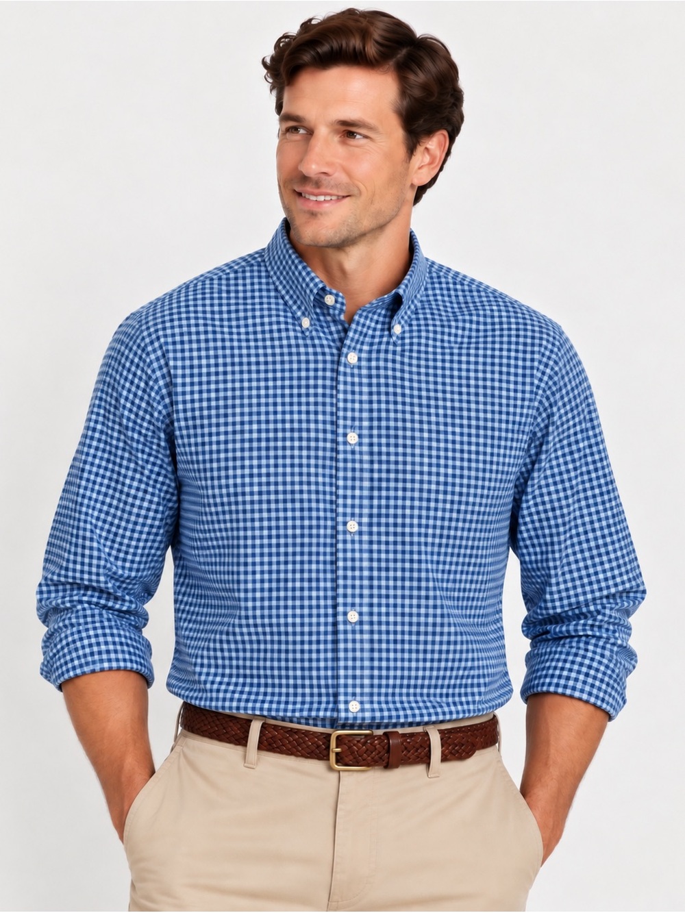 Brooks Brothers Regent XL Blue Gingham Non-Iron Cotton Shirt